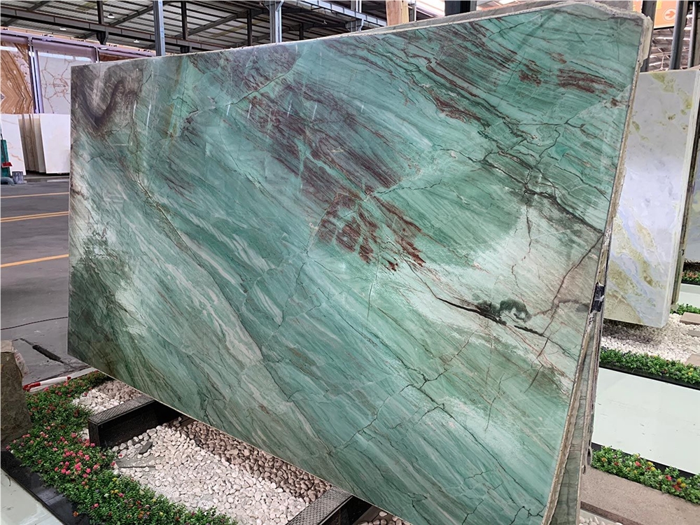 green quartz slab