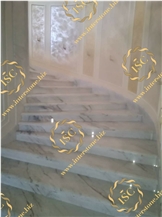 Marble flooring, stairs, medallion. 2019