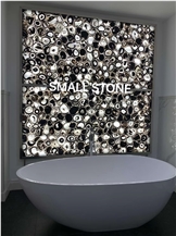 Black Agate Semiprecious Stone Backlit Residential Bathroom Design