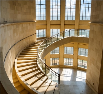 Lumaquela Crema Limestone indoor stair and wall in 2025