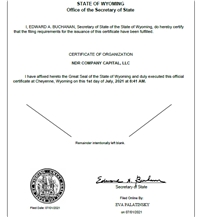 Certification of Organization