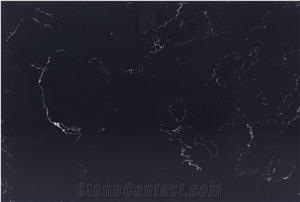Small Pattern Quartz Stone Slab Black Background
